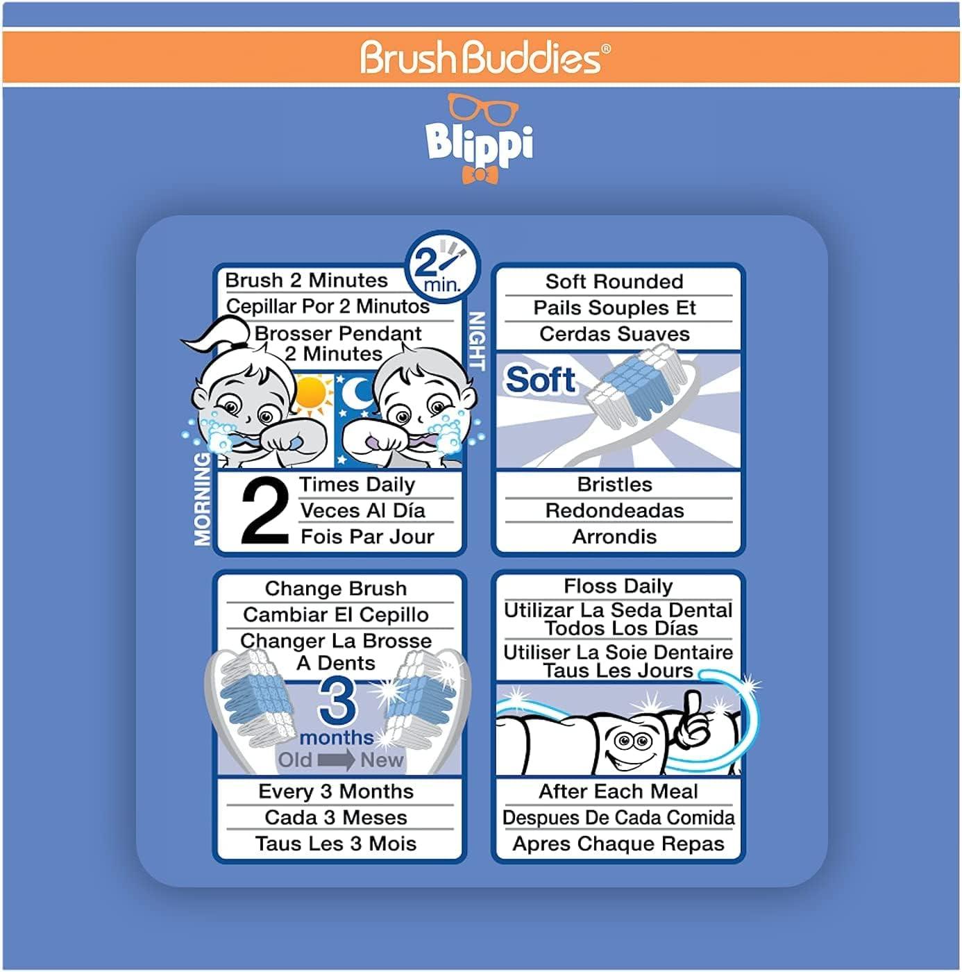 image:imageBrush Buddies Blippi Kids Toothbrushes Manual Toothbrushes for Kids Toothbrush for Toddlers 24 Years Blippi Childrens Toothbrush Soft Toothbrushes 2PK