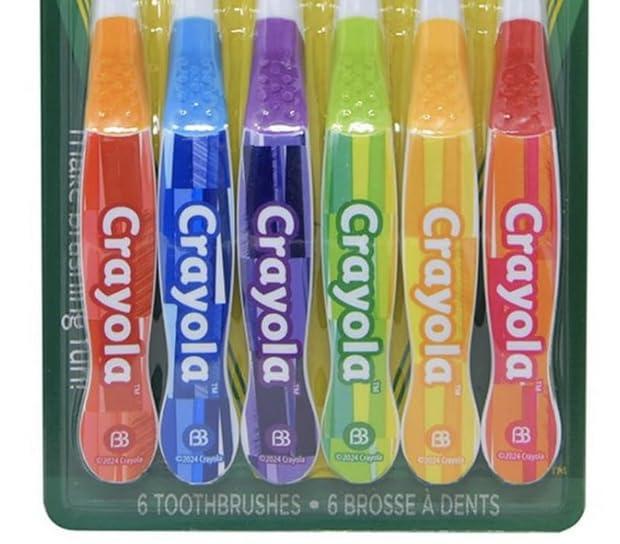 image:imageBrush Buddies Crayola Kids Toothbrushes 6PK Soft Manual Toothbrushes for Toddlers amp Children Ages 24 BPAFree Colorful Designs Gentle Bristles Fun Crayola Toothbrush Set