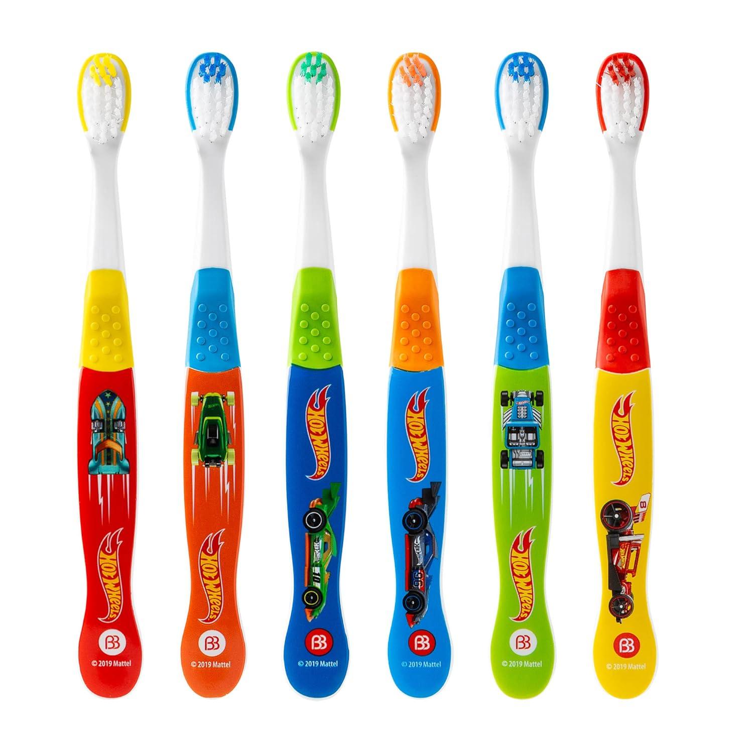 image:imageBrush Buddies Hot Wheels Manual Toothbrushes for Kids 3 Pack Soft Bristled Childrens Toothbrushes with Fun MultiColored Designs AntiSlip Grip Handles Perfect for Toddlers Home Use or TravelMulticolor
