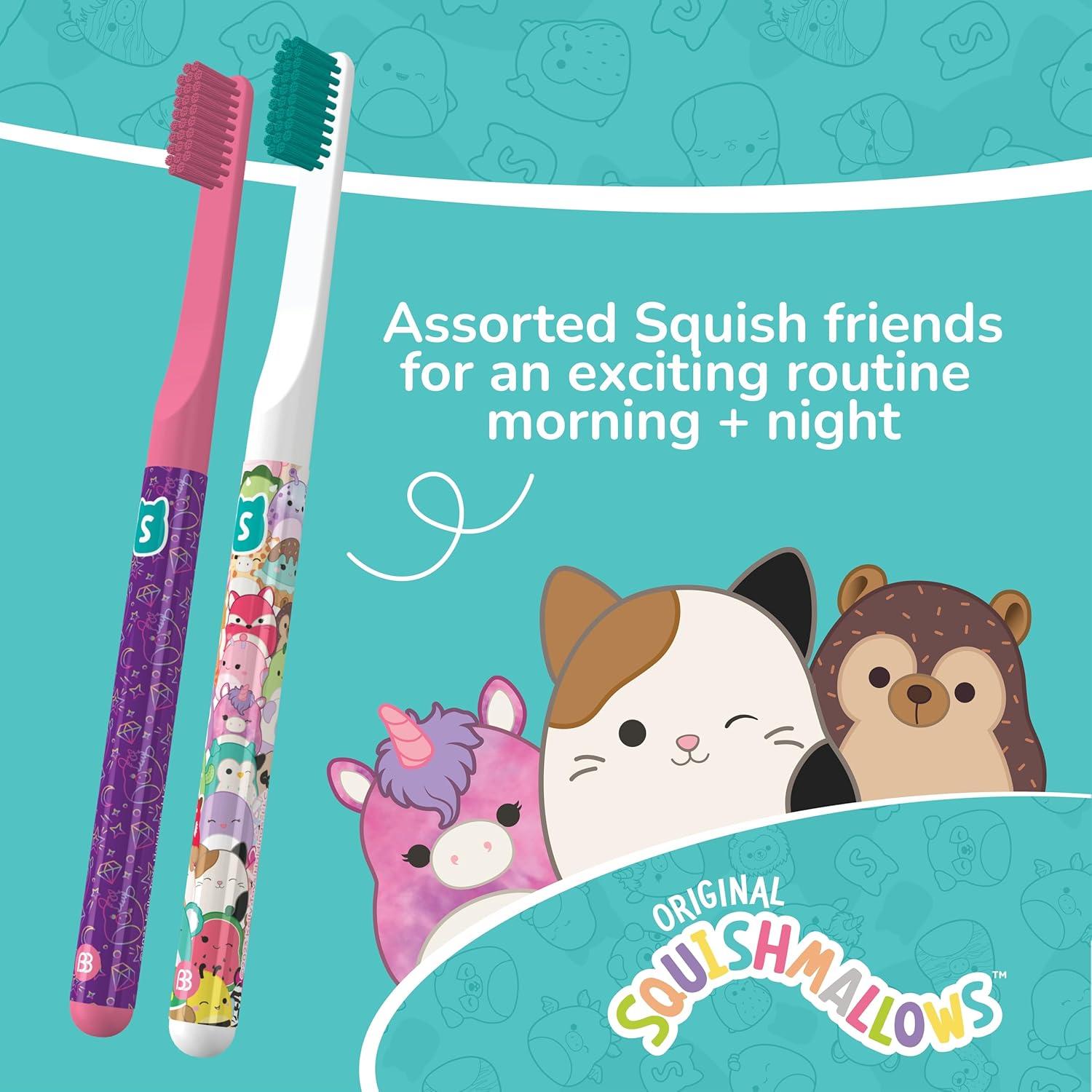 image:imageBrush Buddies Squishmallows Assorted Manual Toothbrushes Soft Toothbrushes Toothbrushes for Kids and Adults 4PK1 Count Pack of 2