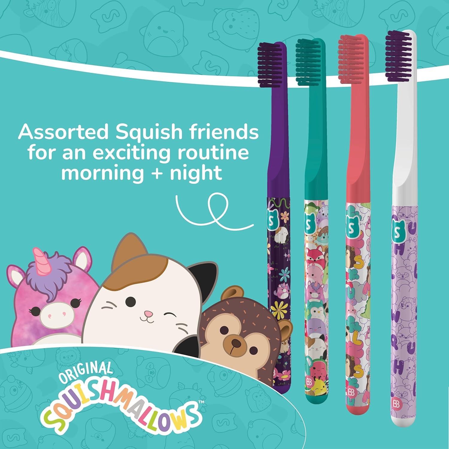image:imageBrush Buddies Squishmallows Assorted Manual Toothbrushes Soft Toothbrushes Toothbrushes for Kids and Adults 4PK1 Count Pack of 4