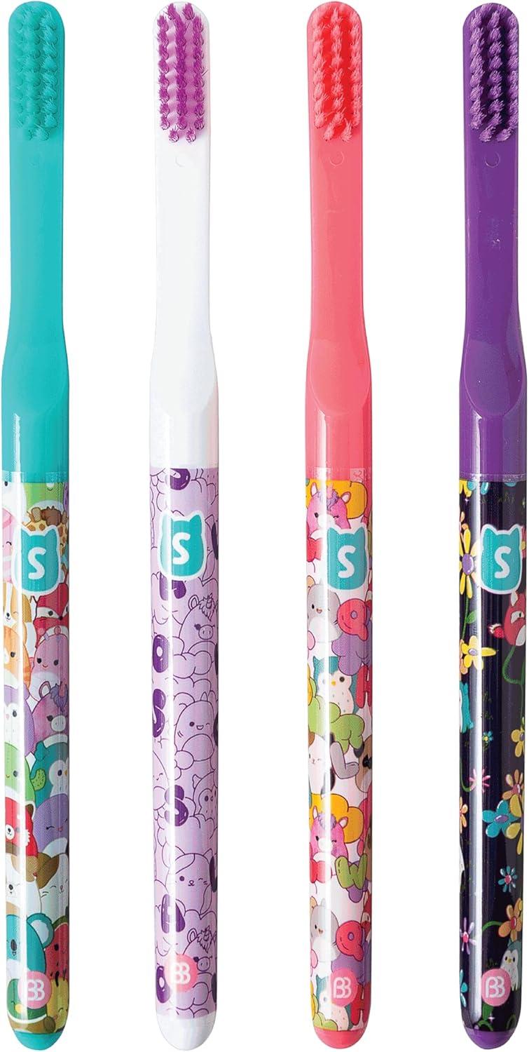 image:imageBrush Buddies Squishmallows Assorted Manual Toothbrushes Soft Toothbrushes Toothbrushes for Kids and Adults 4PK1 Count Pack of 4