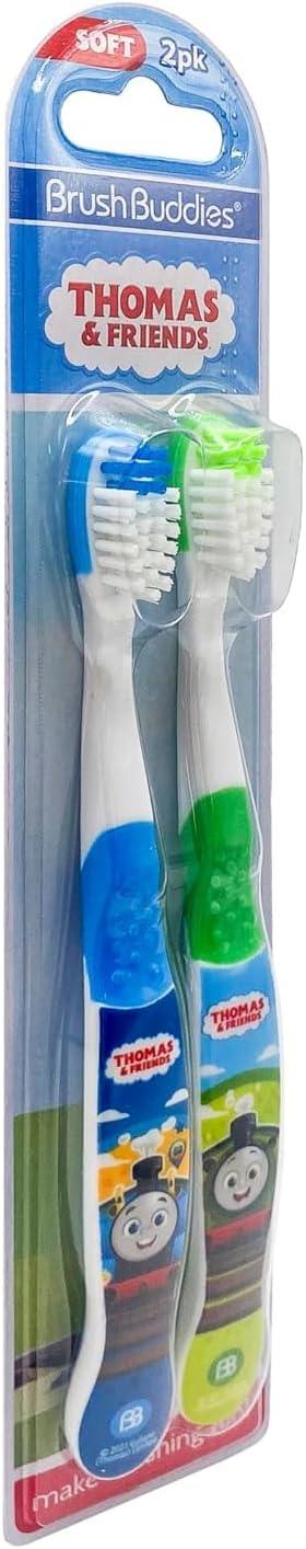 image:imageBrush Buddies Thomas and Friends Kids Toothbrush Twin Pack Manual Toothbrushes for Toddlers amp Children Ages 3 Soft Bristles Green amp Blue Character Toothbrush for Boys amp Girls