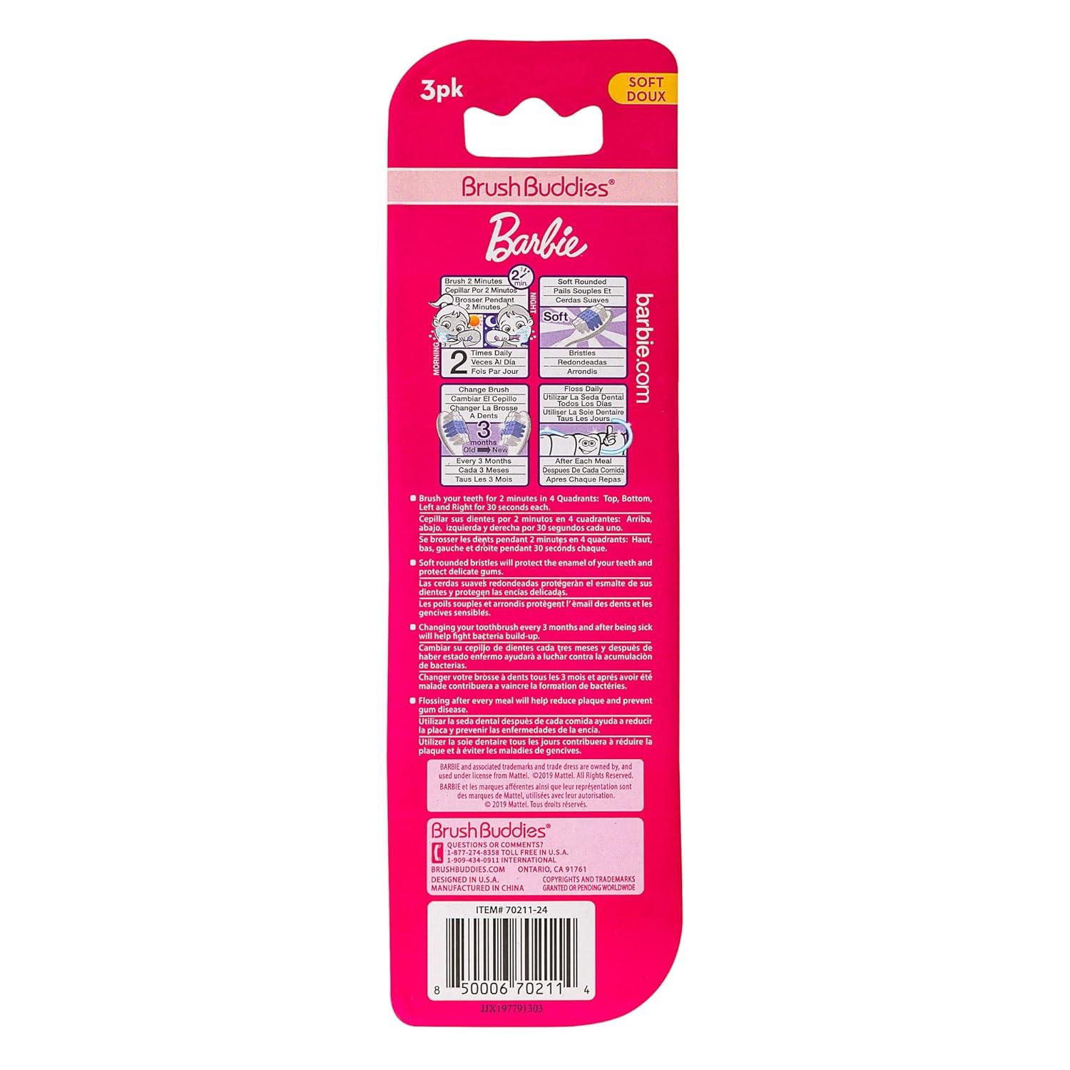 image:imageCare amp Cleaning BarbieGirls Soft Bristle Toothbrush Set 3 Count