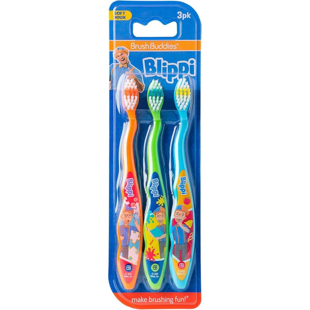 image:imageBrush Buddies Blippi Kids Toothbrushes Manual Toothbrushes for Kids Toothbrush for Toddlers 24 Years Blippi Childrens Toothbrush Soft Toothbrushes 6PK1 Count Pack of 1