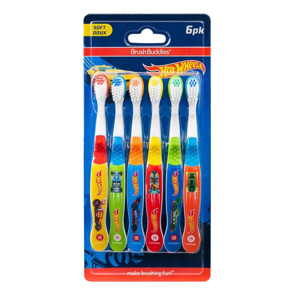 image:imageBrush Buddies Hot Wheels Manual Toothbrushes for Kids  3 Pack  Soft Bristled Childrens Toothbrushes with Fun MultiColored Designs AntiSlip Grip Handles Perfect for Toddlers Home Use or TravelMulticolor