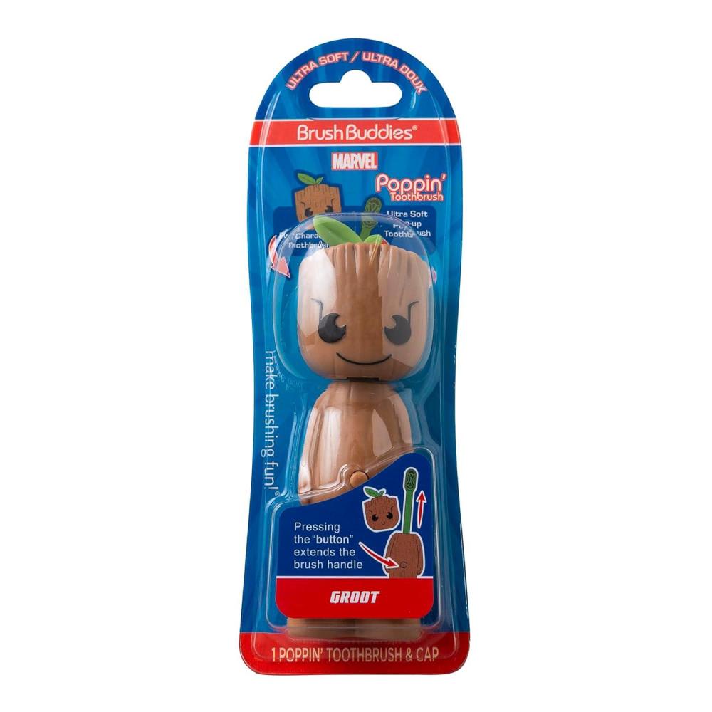 image:imageBrush Buddies Marvel Groot Kids Toothbrush Soft amp Rounded Bristles Poppin Fun Superhero Toothbrush CoverGroot