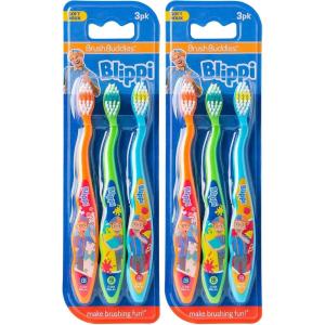 Brush Buddies Blippi Kids Toothbrushes, Manual Toothbrushes for Kids, Toothbrush for Toddlers 2-4 Years, Blippi Childrens Toothbrush, Soft Toothbrushes, 6PK(1 Count (Pack of 2))