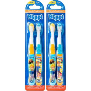 Brush Buddies Blippi Kids Toothbrushes, Manual Toothbrushes for Kids, Toothbrush for Toddlers 2-4 Years, Blippi Childrens Toothbrush, Soft Toothbrushes, 6PK(2 Count (Pack of 2))