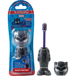 Brush Buddies Marvel Black Panther Kids Toothbrush, Soft & Rounded Bristles, Poppin’ Fun Superhero Toothbrush