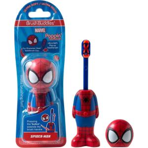 Brush Buddies Marvel Spider-Man Toothbrush for Kids, Soft & Rounded Bristles, Poppin’ Fun, Ultra Soft Pop-up Brush Head with Superhero Brush Cover
