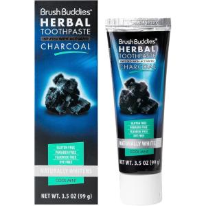 Brush Buddies Herbal Toothpaste with Activated Charcoal, Whitening Toothpaste, Charcoal Toothpaste for Whitening Teeth – Cool Mint(3.5 Ounce (Pack of 1))